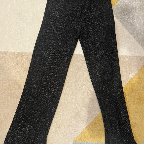 Reformation Griffith Two Piece Metallic Set black Silver XL crop top flare pants - Picture 10 of 13